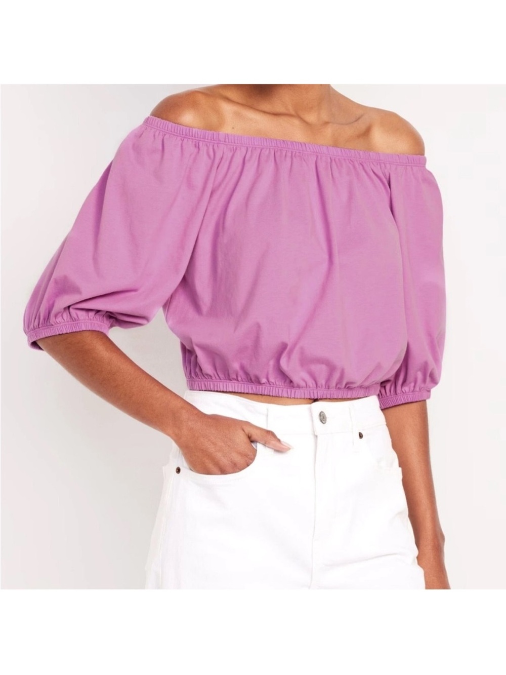 Old Navy 2X cream Crop Top Blouse - Picture 6 of 8